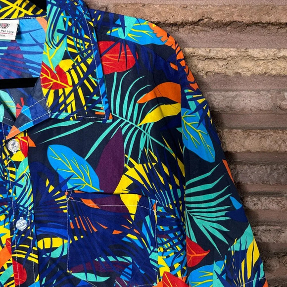 Tailor Pal Love Men's Colorful Hawaiian Tropical Short Sleeve Shirt - Picture 5 of 8